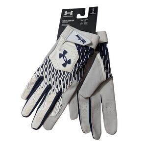 Under Armour Clean Up Baseball Batting Gloves Mens L Large Navy/White NWT